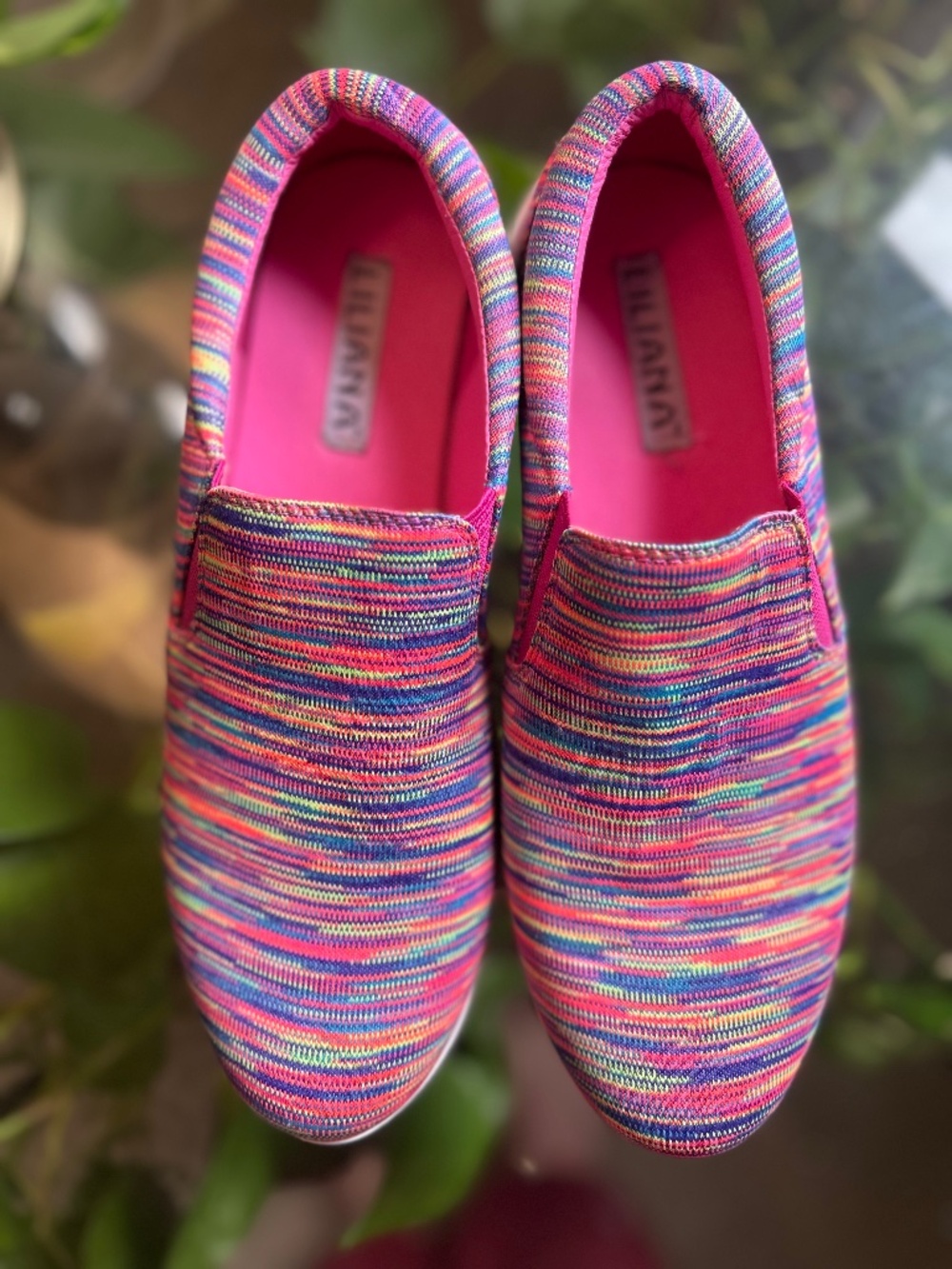 LILIANA Multicolor Knit Slip-On Comfort Striped Women's Shoes Size 8 Flat